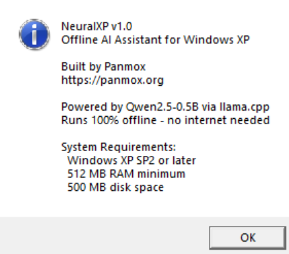 NeuralXP About dialog