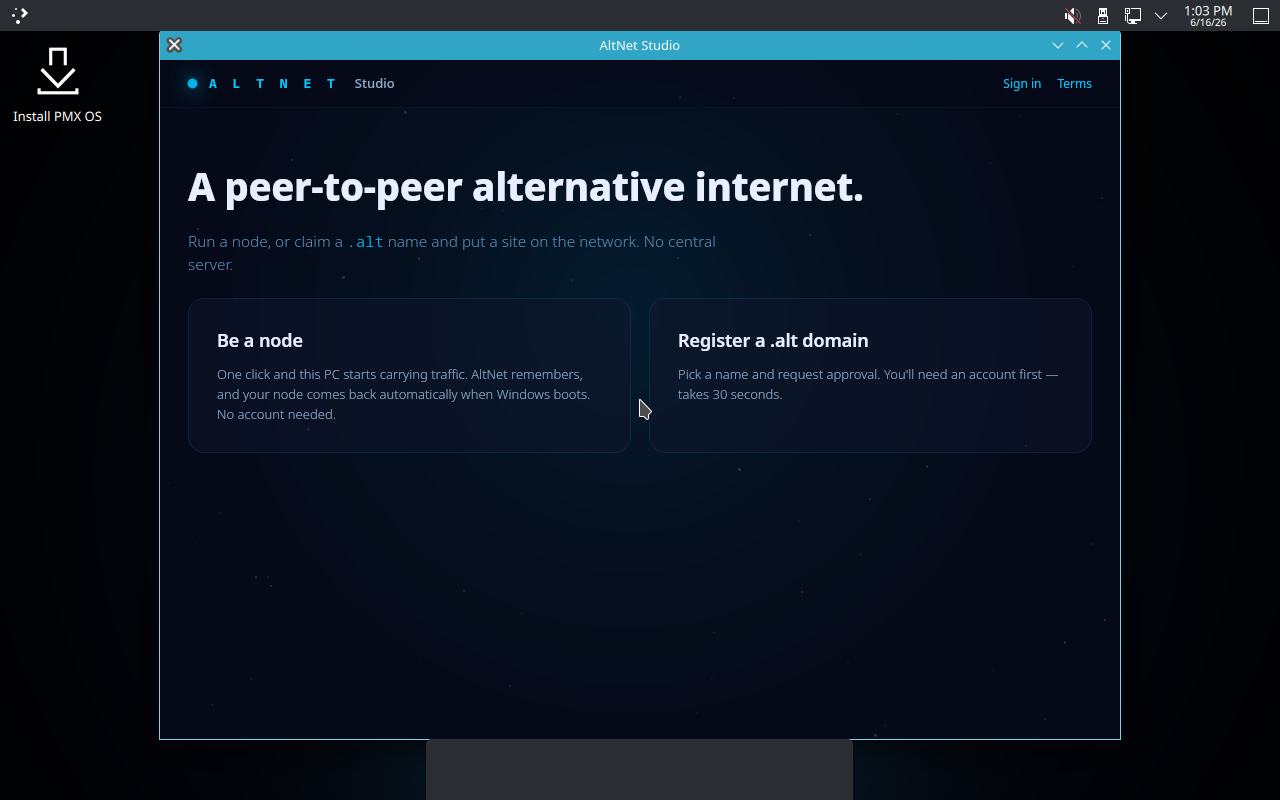 AltNet Studio on PMX OS